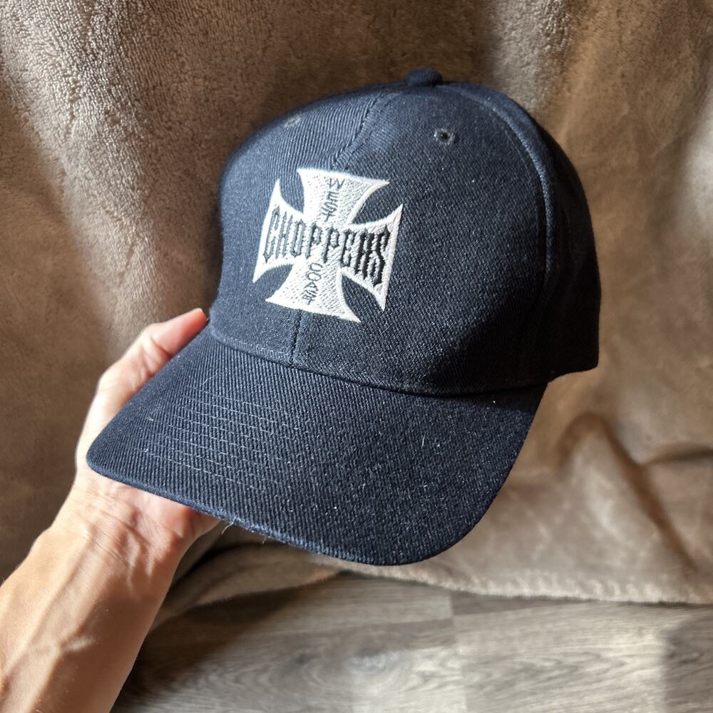 Y2K West Coast Choppers Adjustable Hat Black White Biker Cap